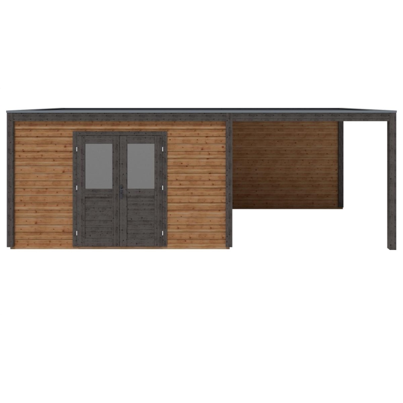 Abri de jardin en bois Nova 7.06x3.09m - 21.82m2 - Ep. 28mm - Traité