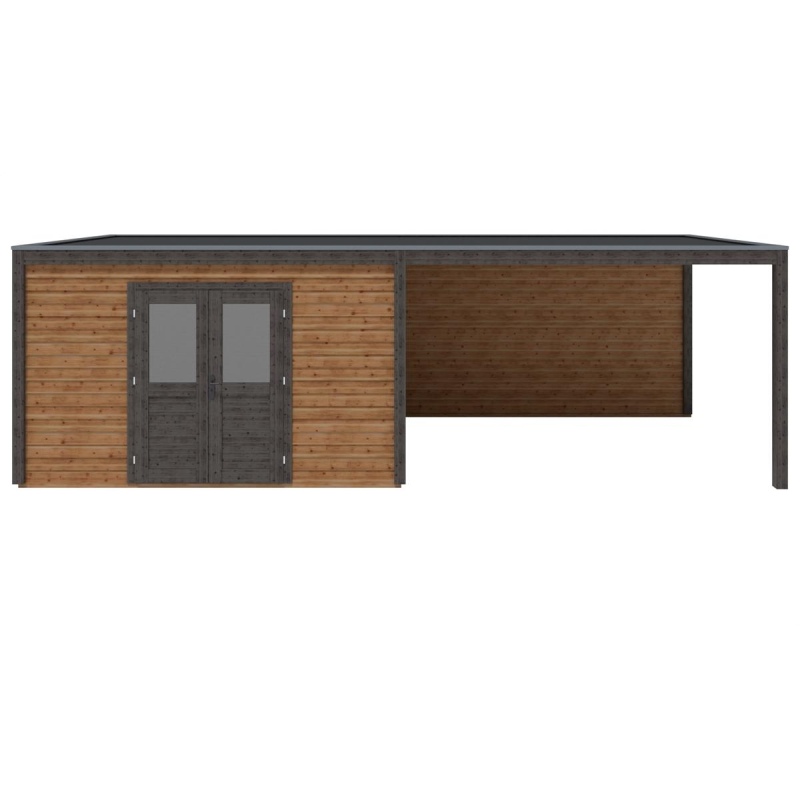 Abri de jardin en bois Nova 8.06x3.09m - 24.91m2 - Ep. 28mm - Traité