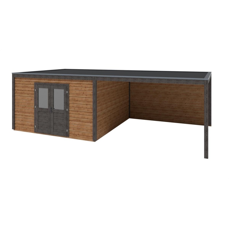 Abri de jardin en bois Nova 8.06x4.09m - 32.96m2 - Ep. 28mm - Traité