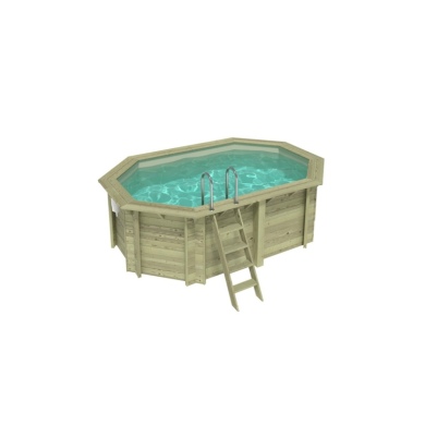Piscine en bois NEMO 4.3 x 3 - H.1.31 m, sable, cadre en métal - sans dalle