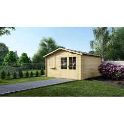 Abri de jardin en bois - 16m2 - 4x4m - Ep. 28mm - Couleur: naturel