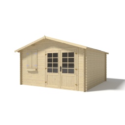 Abri de jardin en bois - 16m2 - 4x4m - Ep. 28mm - Couleur: naturel