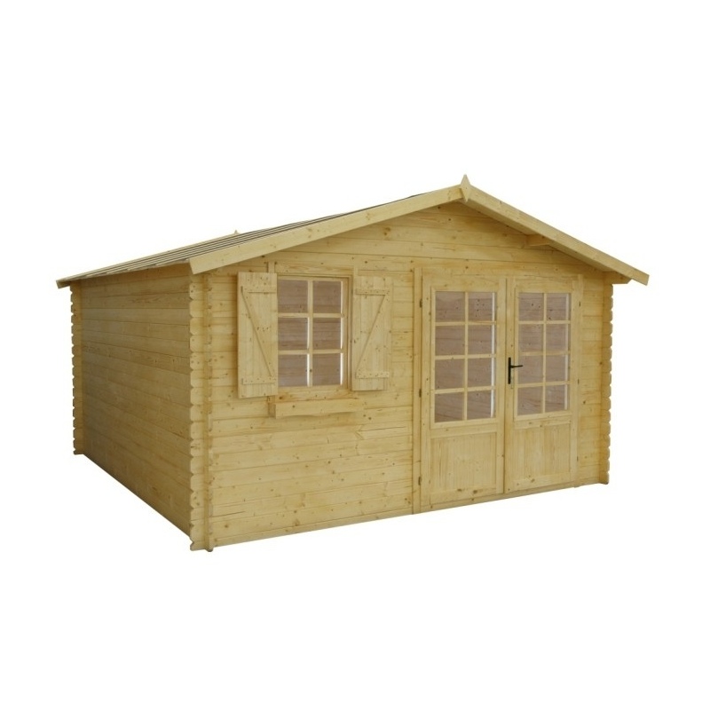 Abri de jardin en bois - 16m2 - 4x4m - Ep. 28mm - Couleur: 