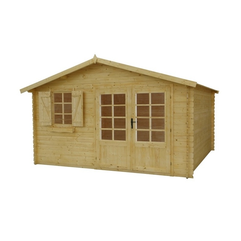 Abri de jardin en bois - 16m2 - 4x4m - Ep. 28mm - Couleur: naturel