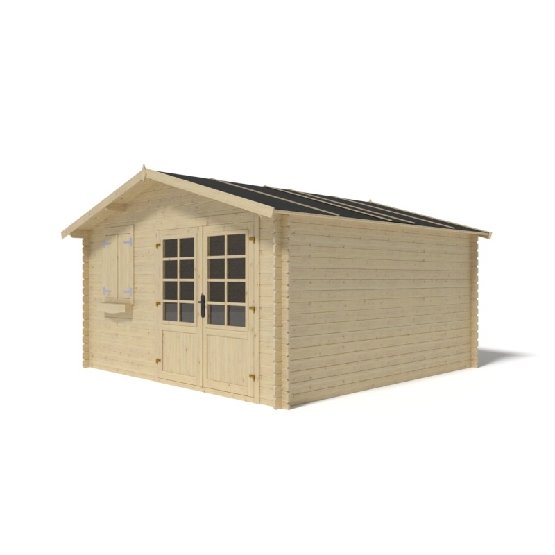 Abri de jardin en bois - 16m2 - 4x4m - Ep. 28mm - Couleur: 