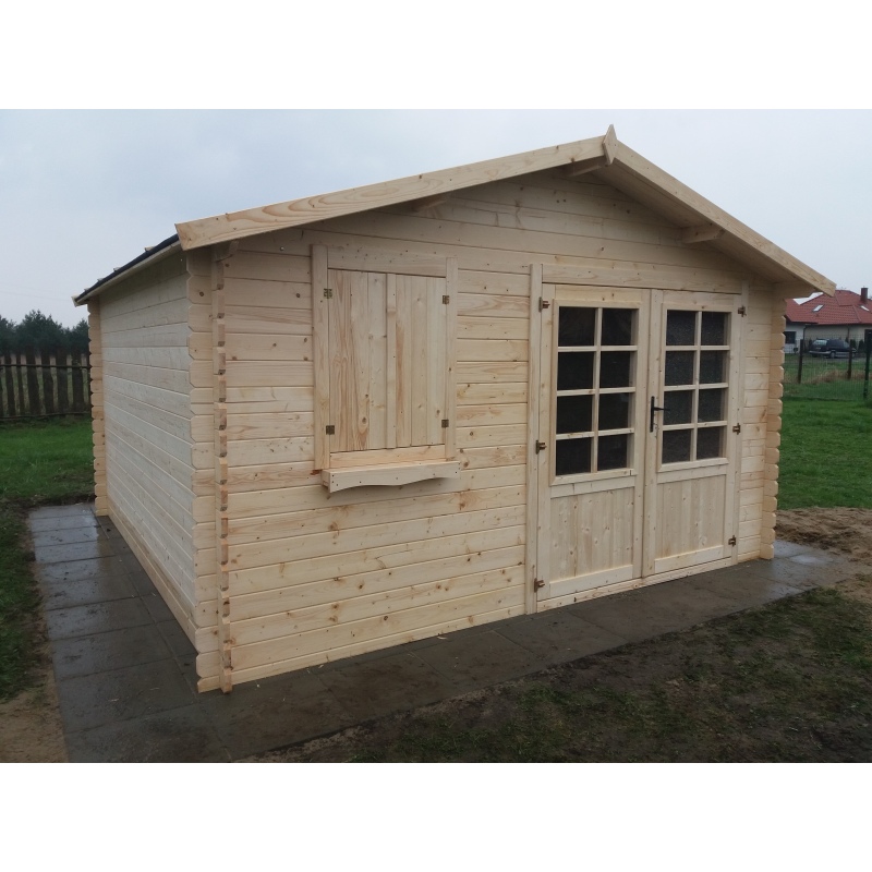 Abri de jardin en bois - 16m2 - 4x4m - Ep. 28mm - Couleur: 