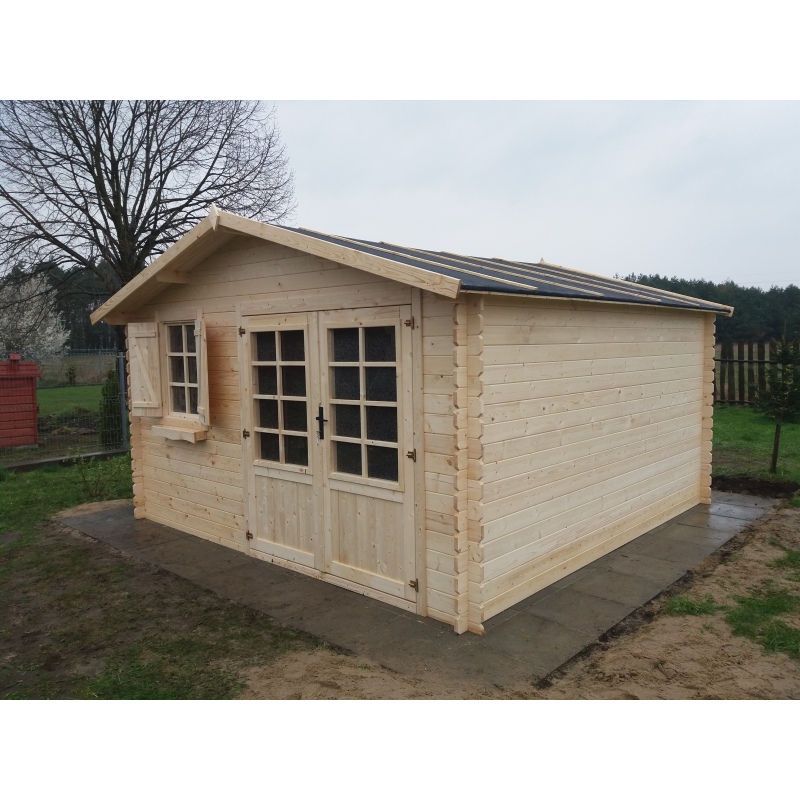Abri de jardin en bois - 16m2 - 4x4m - Ep. 28mm - Couleur: naturel