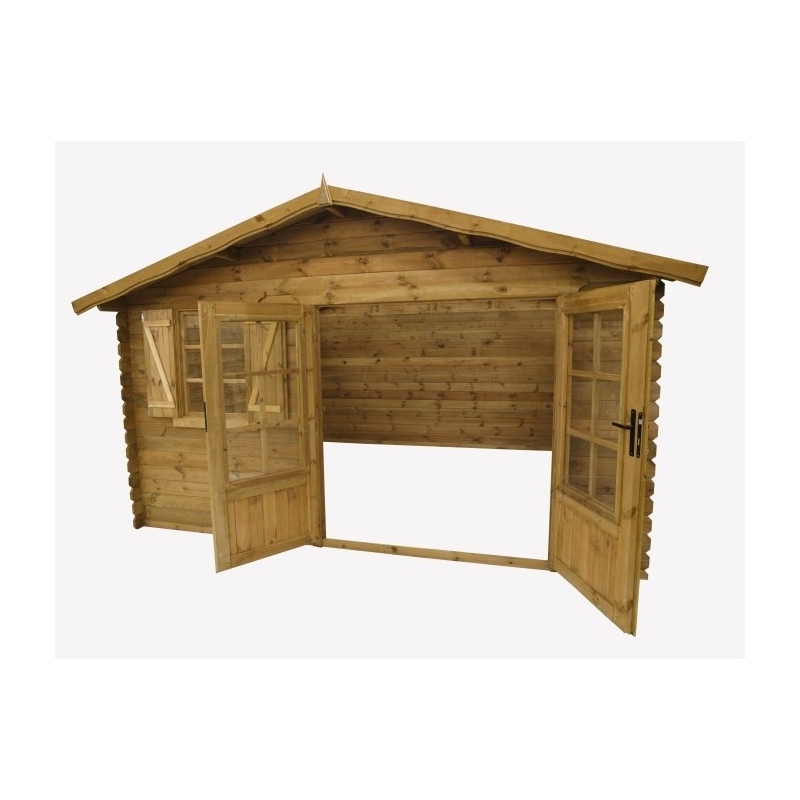 Abri de jardin en bois - 16m2 - 4x4m - Ep. 28mm - Couleur: 