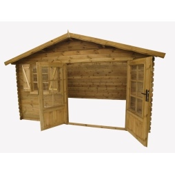Abri de jardin en bois - 16m2 - 4x4m - Ep. 28mm - Couleur: 
