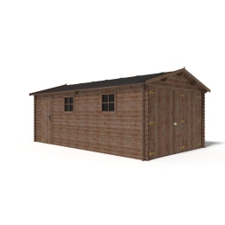 Garage en bois - 21m2 - 3.5x6m - imprégné - Ep. 28mm - couleur: 