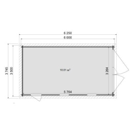 Garage en bois - 21m2 - 3.5x6m - imprégné - Ep. 28mm - couleur: marron
