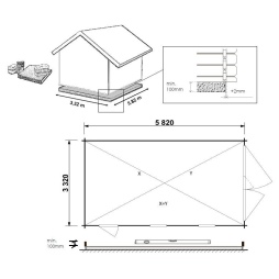 Garage en bois - 21m2 - 3.5x6m - imprégné - Ep. 28mm - couleur: 
