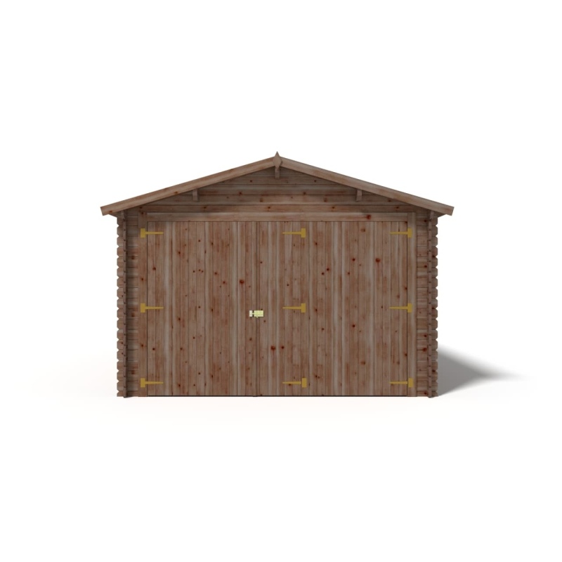 Garage en bois - 21m2 - 3.5x6m - imprégné - Ep. 28mm - couleur: 
