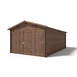 Garage en bois - 21m2 - 3.5x6m - imprégné - Ep. 28mm - couleur: 