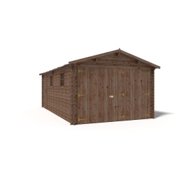 Garage en bois - 21m2 - 3.5x6m - imprégné - Ep. 28mm - couleur: 