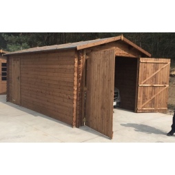 Garage en bois - 21m2 - 3.5x6m - imprégné - Ep. 28mm - couleur: 