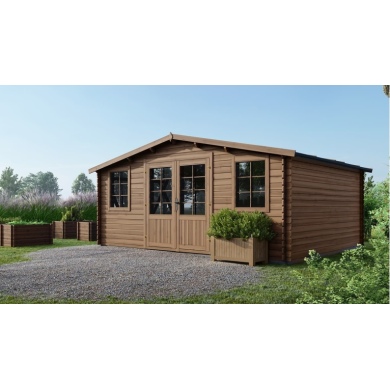 Abri de jardin en bois - 20m2 - 5x4m - Traité - Ep. 28mm - Couleur: 