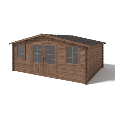 Abri de jardin en bois - 20m2 - 5x4m - Traité - Ep. 28mm - Couleur: marron 2