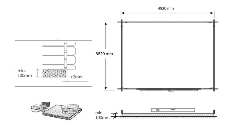 Abri de jardin en bois - 20m2 - 5x4m - Traité - Ep. 28mm - Couleur: 