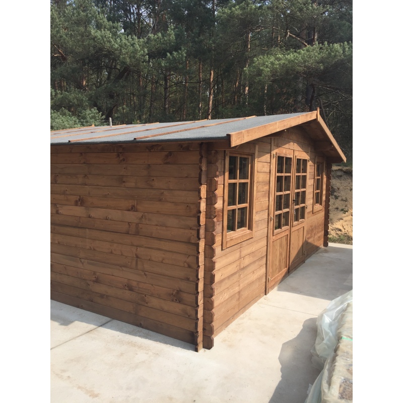 Abri de jardin en bois - 20m2 - 5x4m - Traité - Ep. 28mm - Couleur: marron