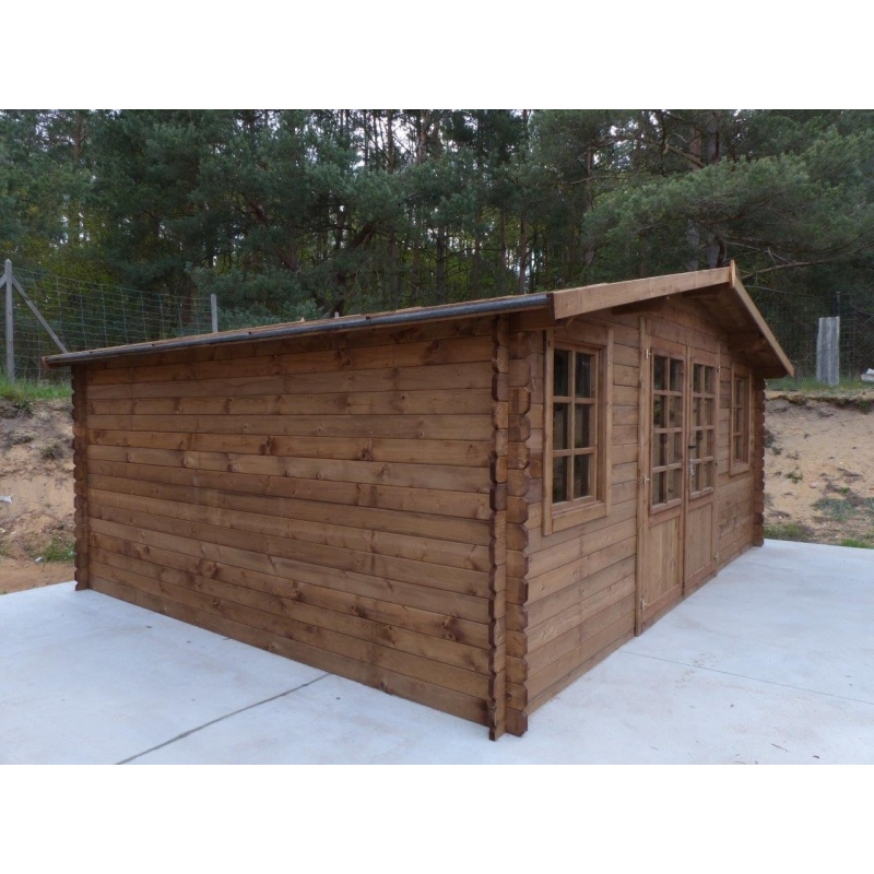 Abri de jardin en bois - 20m2 - 5x4m - Traité - Ep. 28mm - Couleur: marron