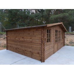 Abri de jardin en bois - 20m2 - 5x4m - Traité - Ep. 28mm - Couleur: marron