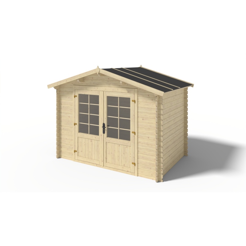 Abri de jardin en bois - 6m2 - 3x2m - Ep. 28mm - Couleur: naturel