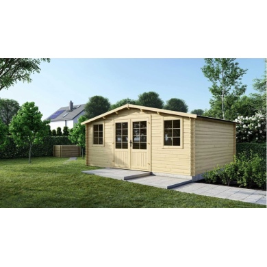 Abri de jardin en bois - 25m2 - 5x5m - Ep. 40mm - Couleur: naturel