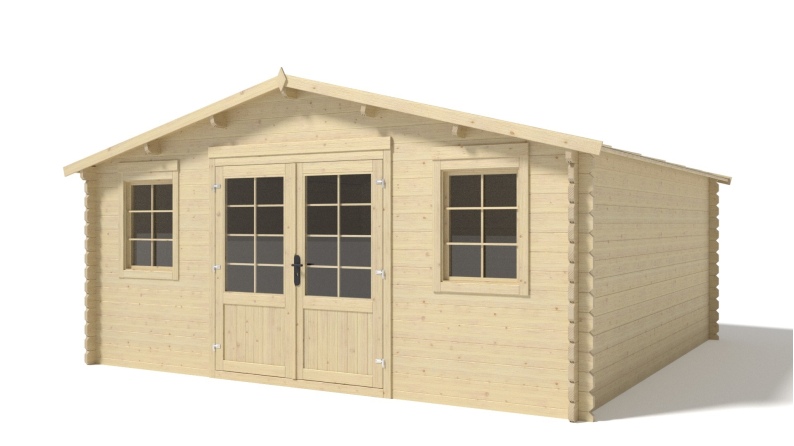 Abri de jardin en bois - 25m2 - 5x5m - Ep. 40mm - Couleur: 