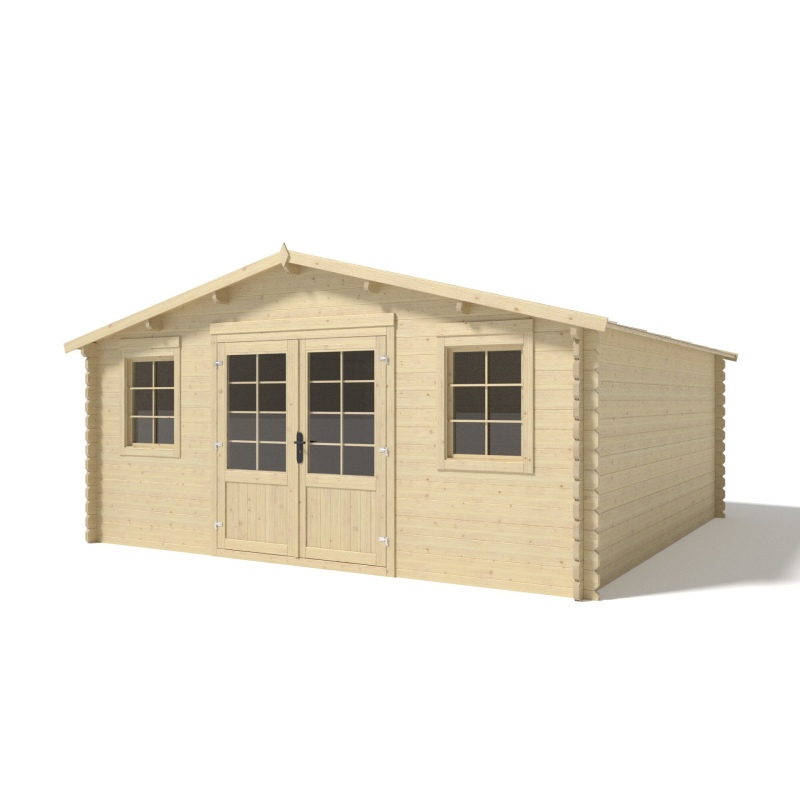 Abri de jardin en bois - 25m2 - 5x5m - Ep. 40mm - Couleur: naturel