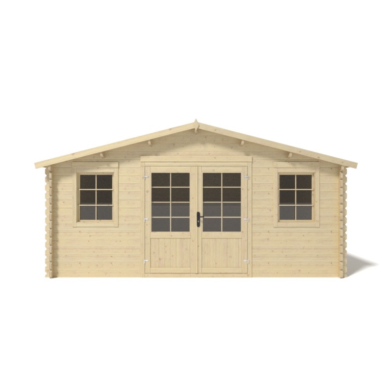 Abri de jardin en bois - 25m2 - 5x5m - Ep. 40mm - Couleur: naturel