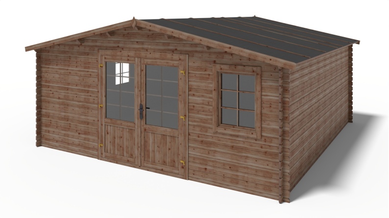 Abri de jardin en bois - 25m2 - 5x5m - Traité - Ep. 28mm - Couleur: 