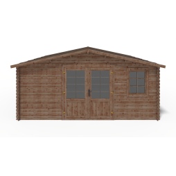 Abri de jardin en bois - 25m2 - 5x5m - Traité - Ep. 28mm - Couleur: marron