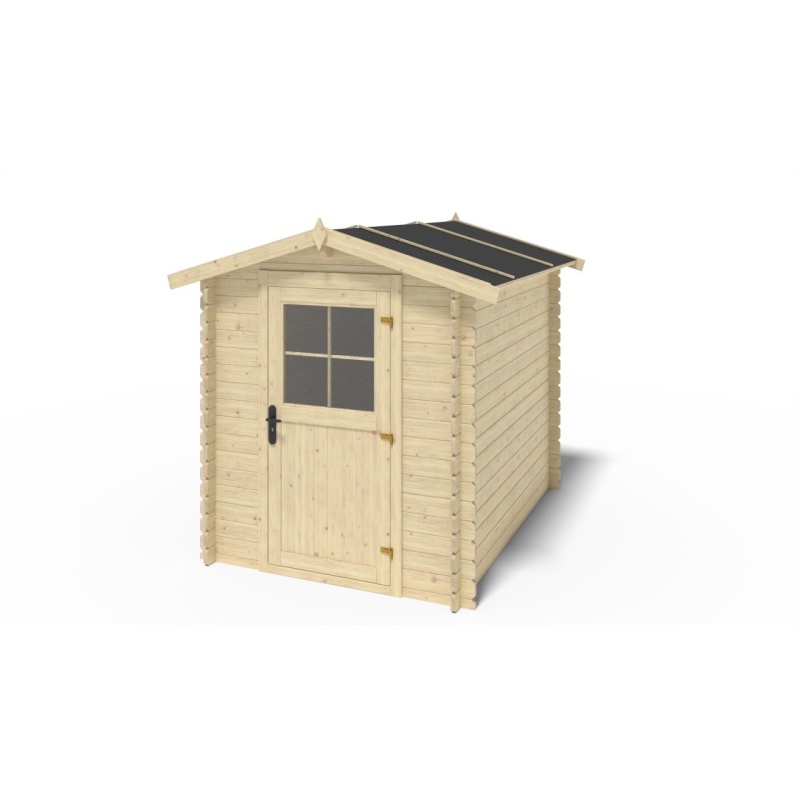 Abri de jardin en bois - 4.75m2 - 1.9x2.5m - Ep. 28mm - Couleur: naturel