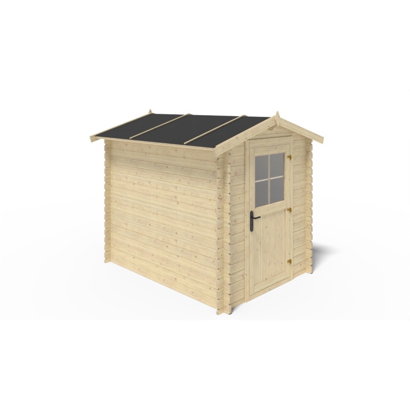 Abri de jardin en bois - 4.75m2 - 1.9x2.5m - Ep. 28mm - Couleur: naturel