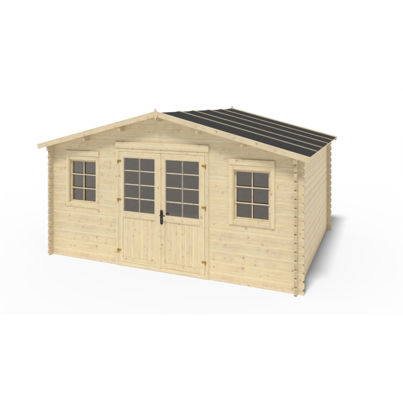 Abri de jardin en bois - 20m2 - 5x4m - Ep. 40mm - Couleur: naturel