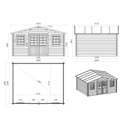 Abri de jardin en bois - 20m2 - 5x4m - Ep. 40mm - Couleur: 
