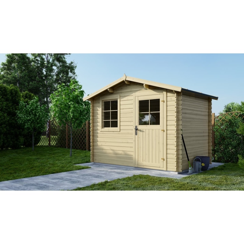 Abri de jardin en bois - 6m2 - 3x2m - Ep. 28mm - Couleur: 