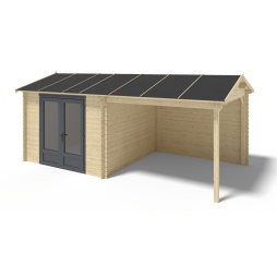 Abri de jardin en bois - 17.4m2 - 5.79x3m - Ep. 28mm - Couleur: naturel