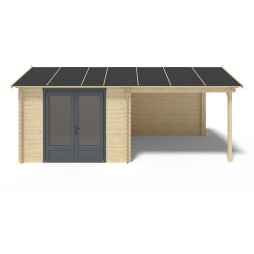 Abri de jardin en bois - 17.4m2 - 5.79x3m - Ep. 28mm - Couleur: naturel