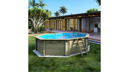 Piscine en bois Verona 4.72 x 4.72 - H.1.2 m, bleu pâle, autoportante - sans dalle