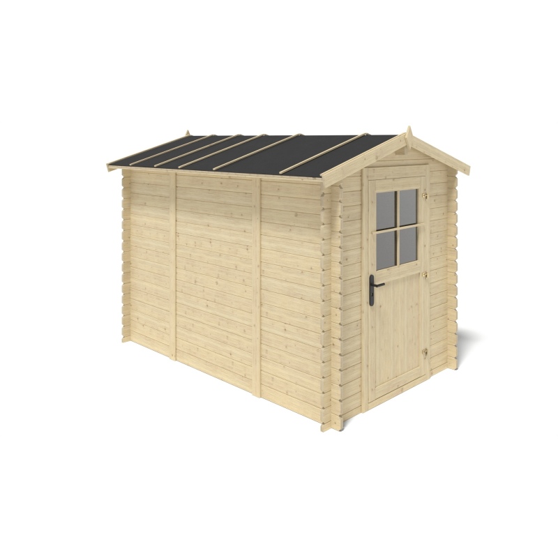 Abri de jardin en bois - 5.7m2 - 1.9x3m - Ep. 28mm - Couleur: 