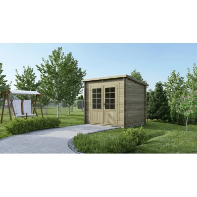 Abri de jardin en bois - 5m2 - 2.5x2m - Traité - Ep. 28mm - Couleur: vert