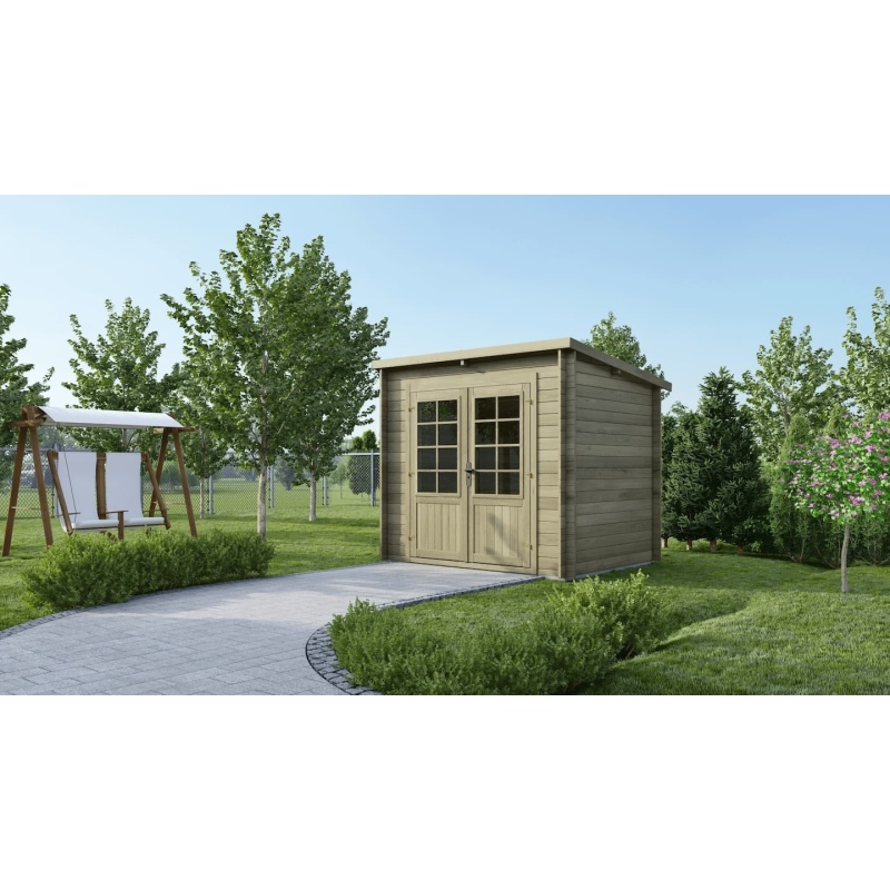 Abri de jardin en bois - 5m2 - 2.5x2m - Traité - Ep. 28mm - Couleur: vert