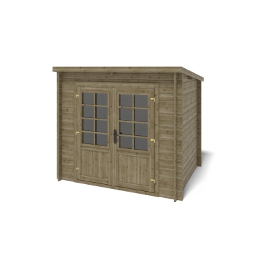 Abri de jardin en bois - 5m2 - 2.5x2m - Traité - Ep. 28mm - Couleur: vert 2