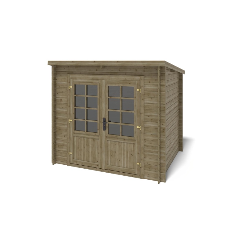 Abri de jardin en bois - 5m2 - 2.5x2m - Traité - Ep. 28mm - Couleur: vert