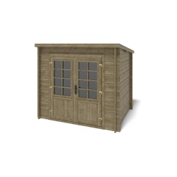 Abri de jardin en bois - 5m2 - 2.5x2m - Traité - Ep. 28mm - Couleur: vert