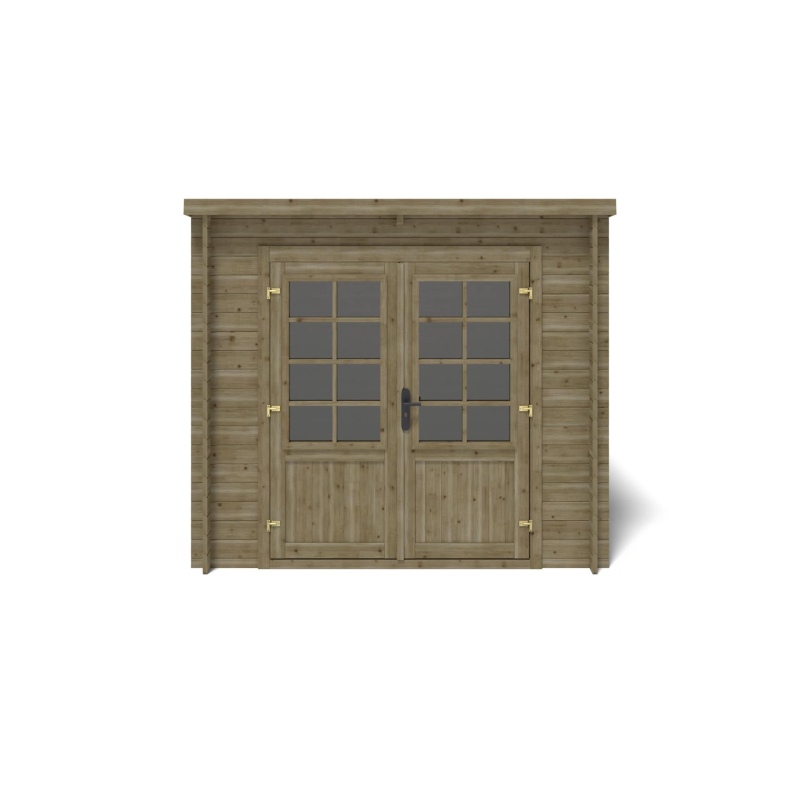 Abri de jardin en bois - 5m2 - 2.5x2m - Traité - Ep. 28mm - Couleur: vert