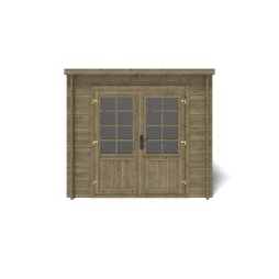 Abri de jardin en bois - 5m2 - 2.5x2m - Traité - Ep. 28mm - Couleur: vert