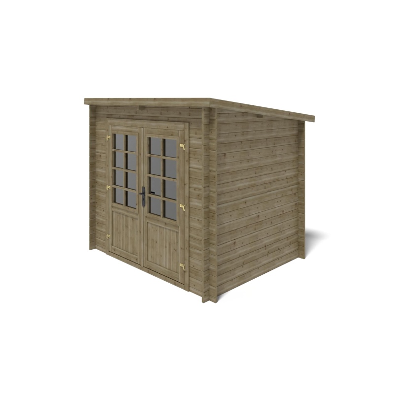 Abri de jardin en bois - 5m2 - 2.5x2m - Traité - Ep. 28mm - Couleur: vert